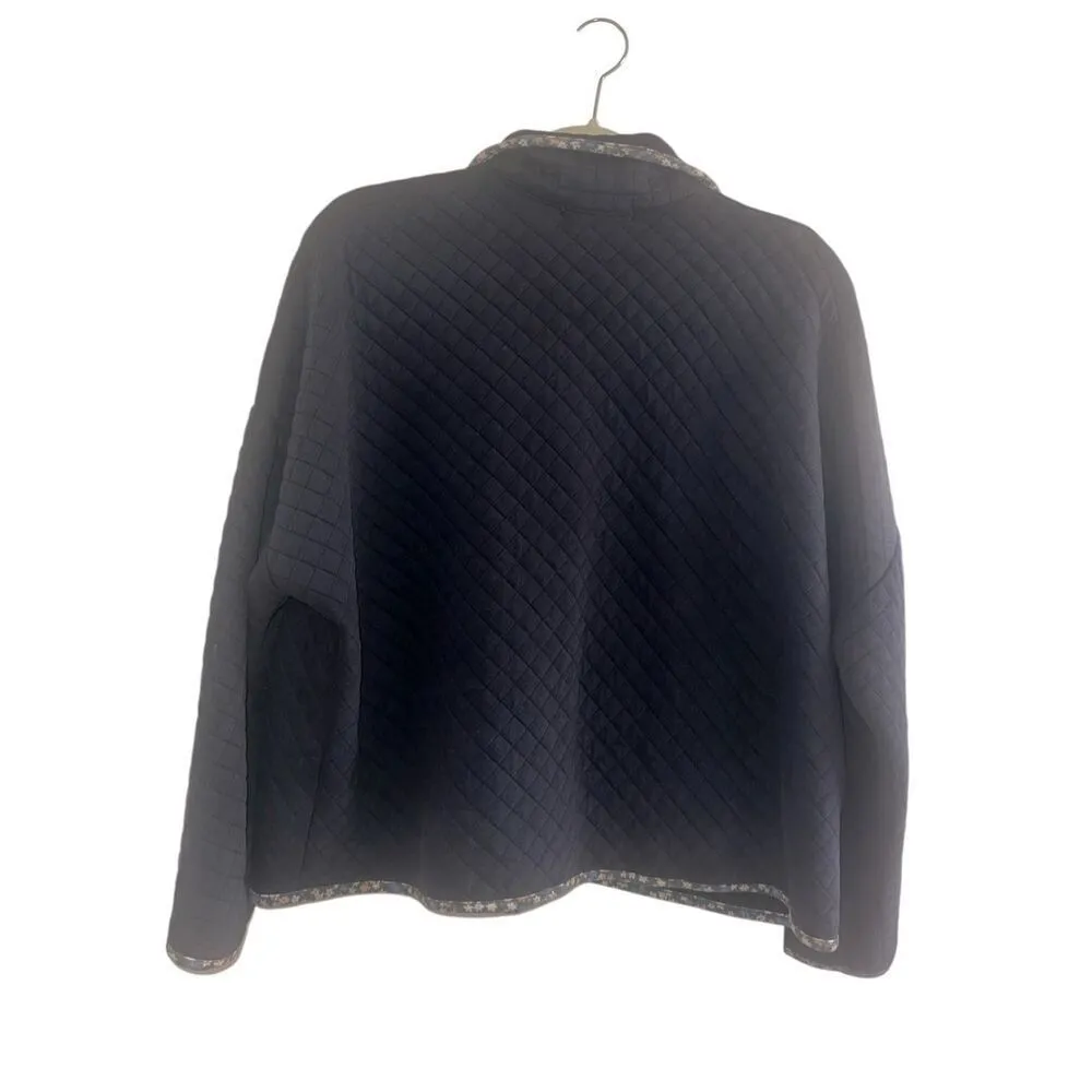 ✨Orange Farm Charcoal Blue Quilt Sz Medium Jacket With Pockets✨ Gray - Image 8