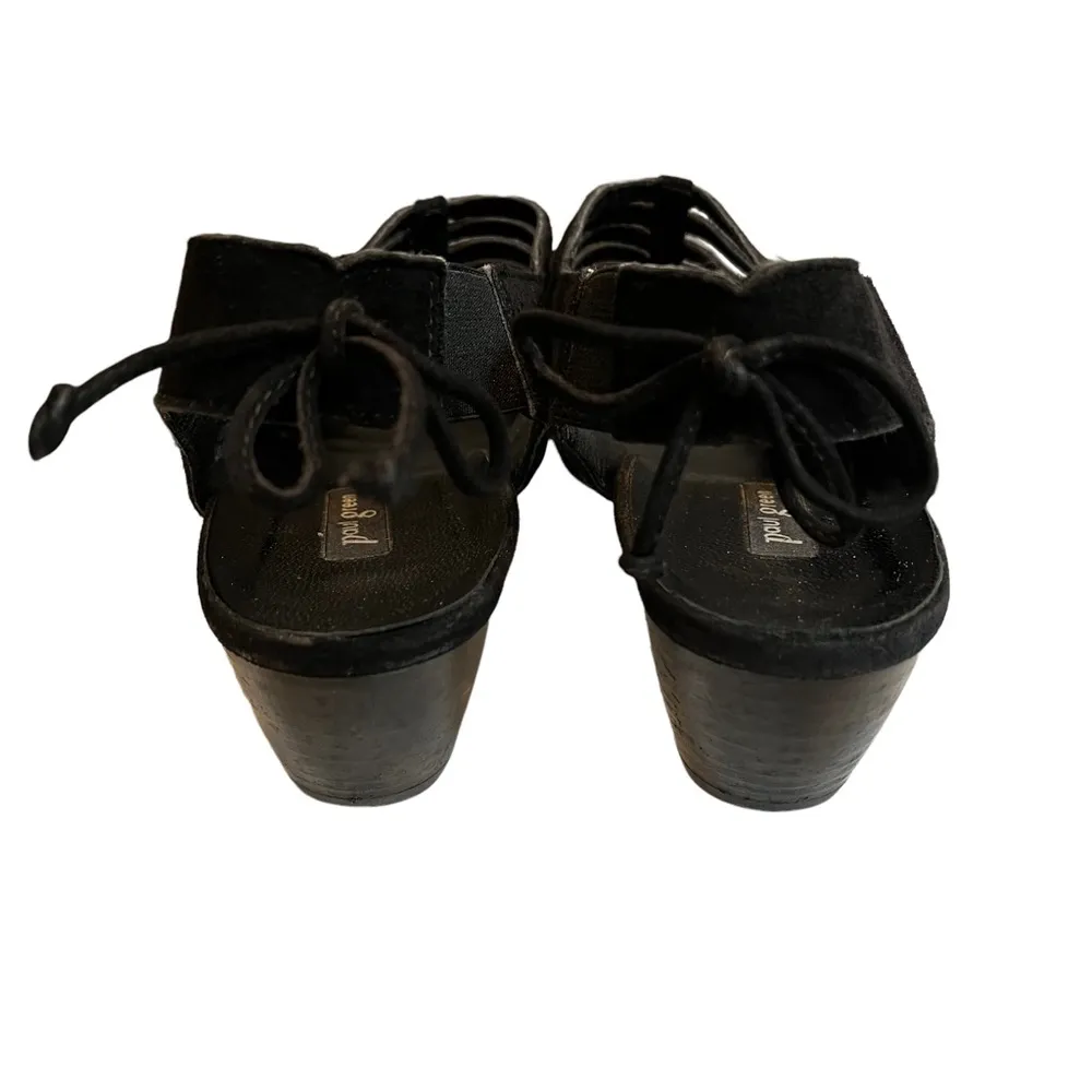 Paul Green Trisha Suede Peep-Toe Slingback Heel Sandals Black - Image 7