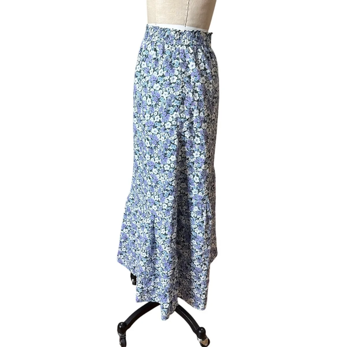 Paul & Joe x Uniqlo Maxi Floral Boho Skirt Size XL Blue - Image 3