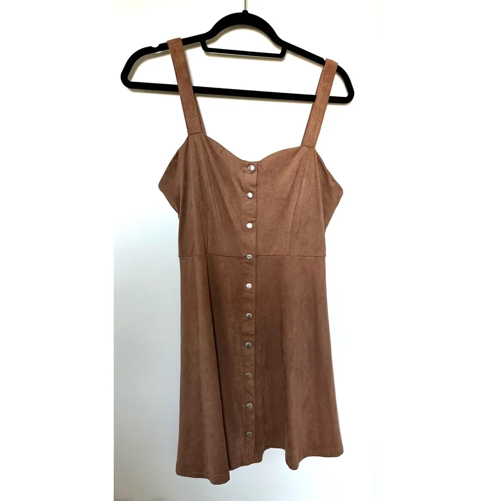 Forever 21 Contemporary Faux Suede Dress in Camel - Image 5