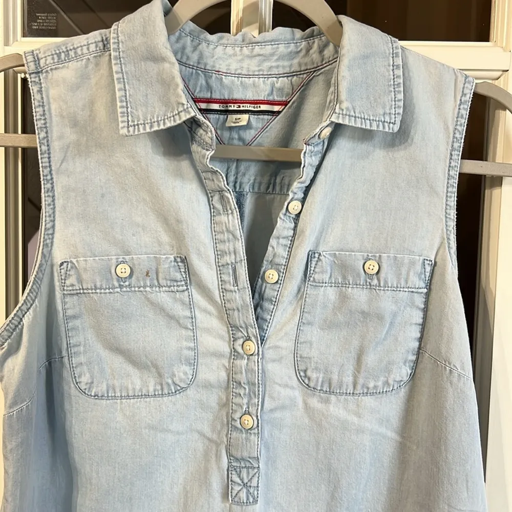 TOMMY HILFIGER Chambray Denim Shirtdress Size Small - Image 3