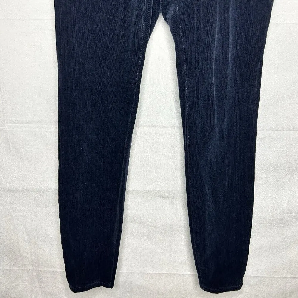PILCRO Anthropologie Corduroy Pants Navy Blue Sz 25 Button-Fly High Rise Skinny - Image 3