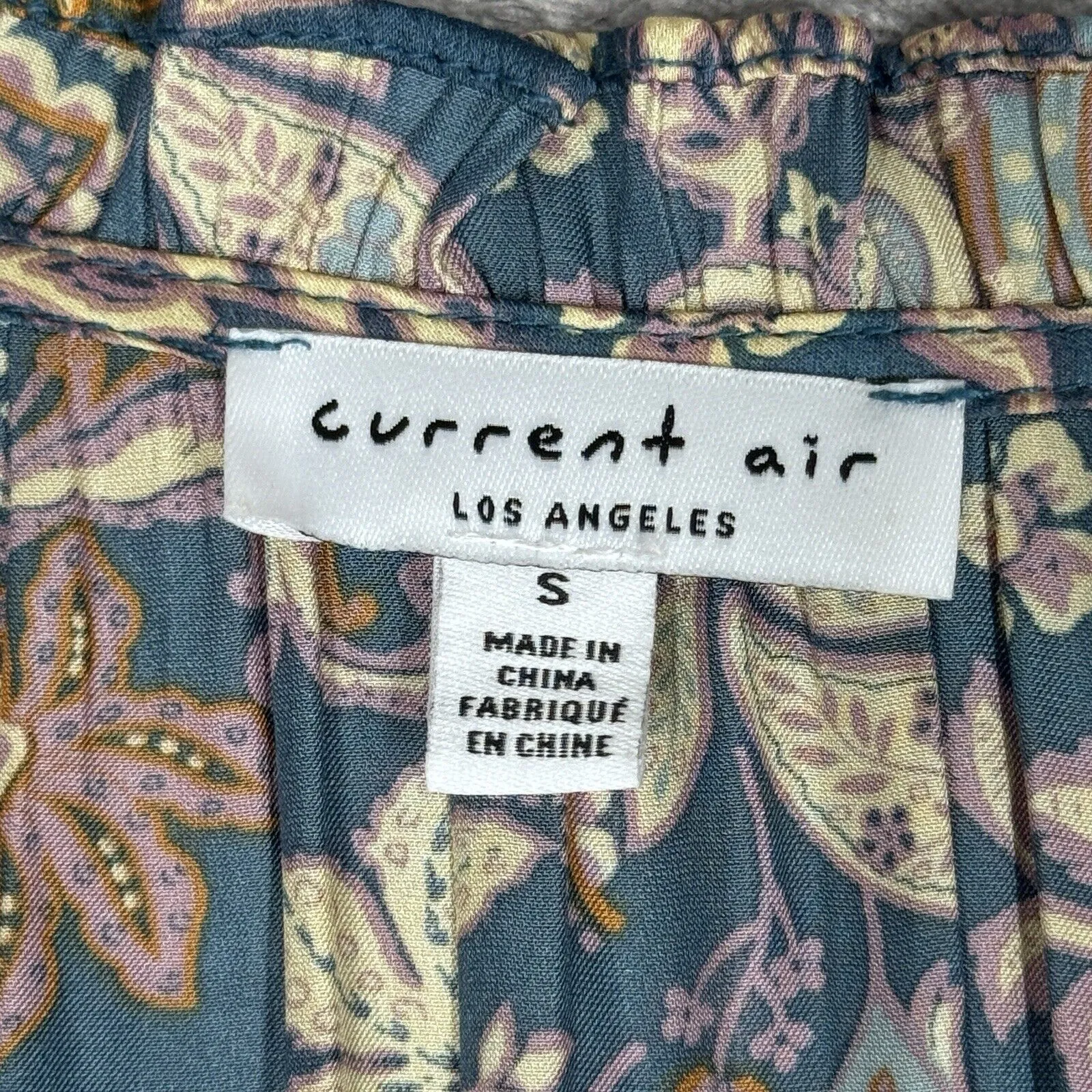 Current Air Dress Women Small Blue Purple Paisley Mikayla Satin Pleated Bohemian - Image 7