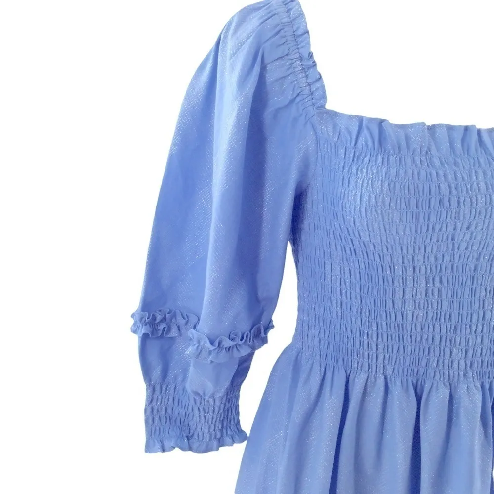 Hill House the Nesli Nap Dress in Light Blue Glitter Check - Image 13