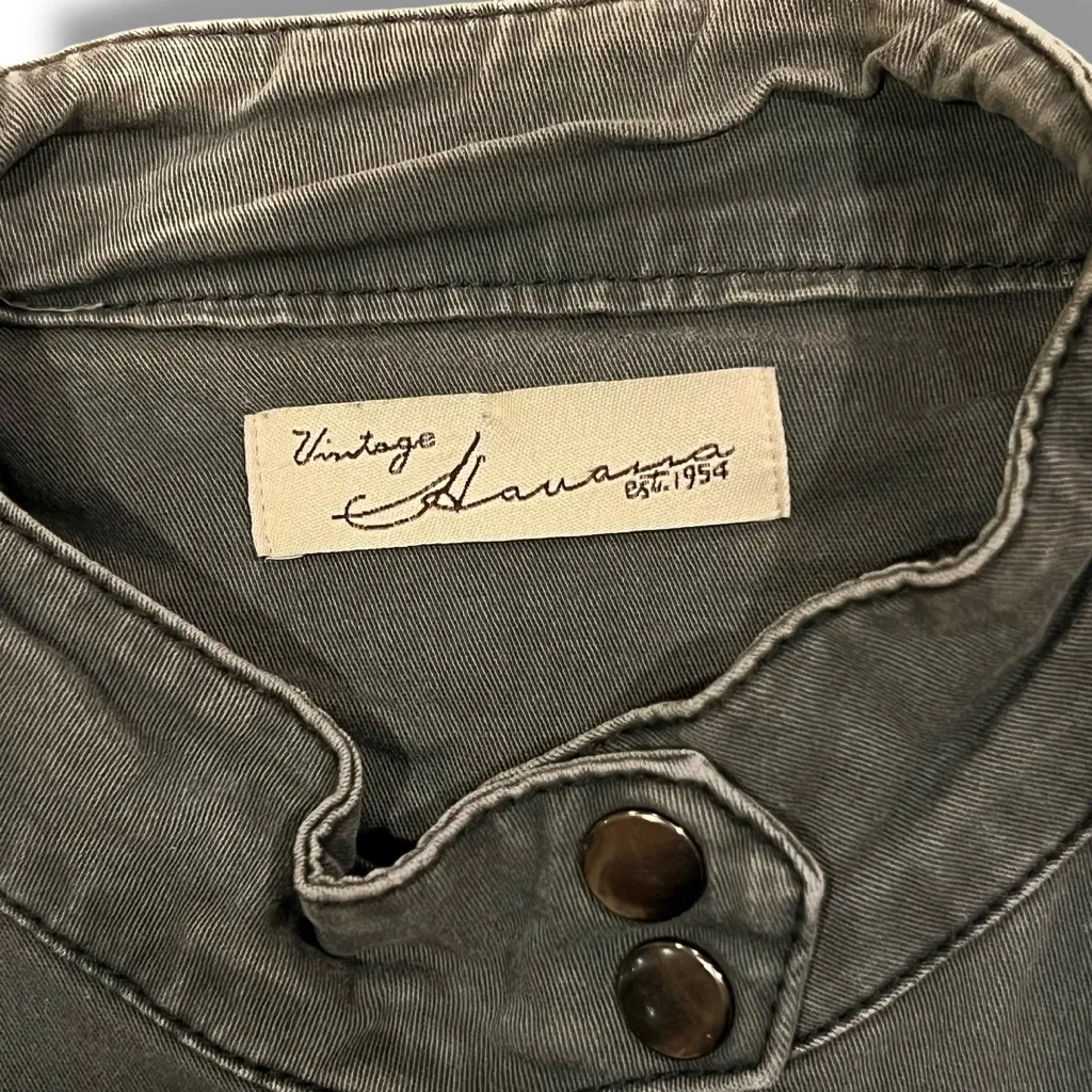 Vintage Havana Y2K Long Sleeve Snap Military Denim Jacket Olive Womens M A-7 - Image 4