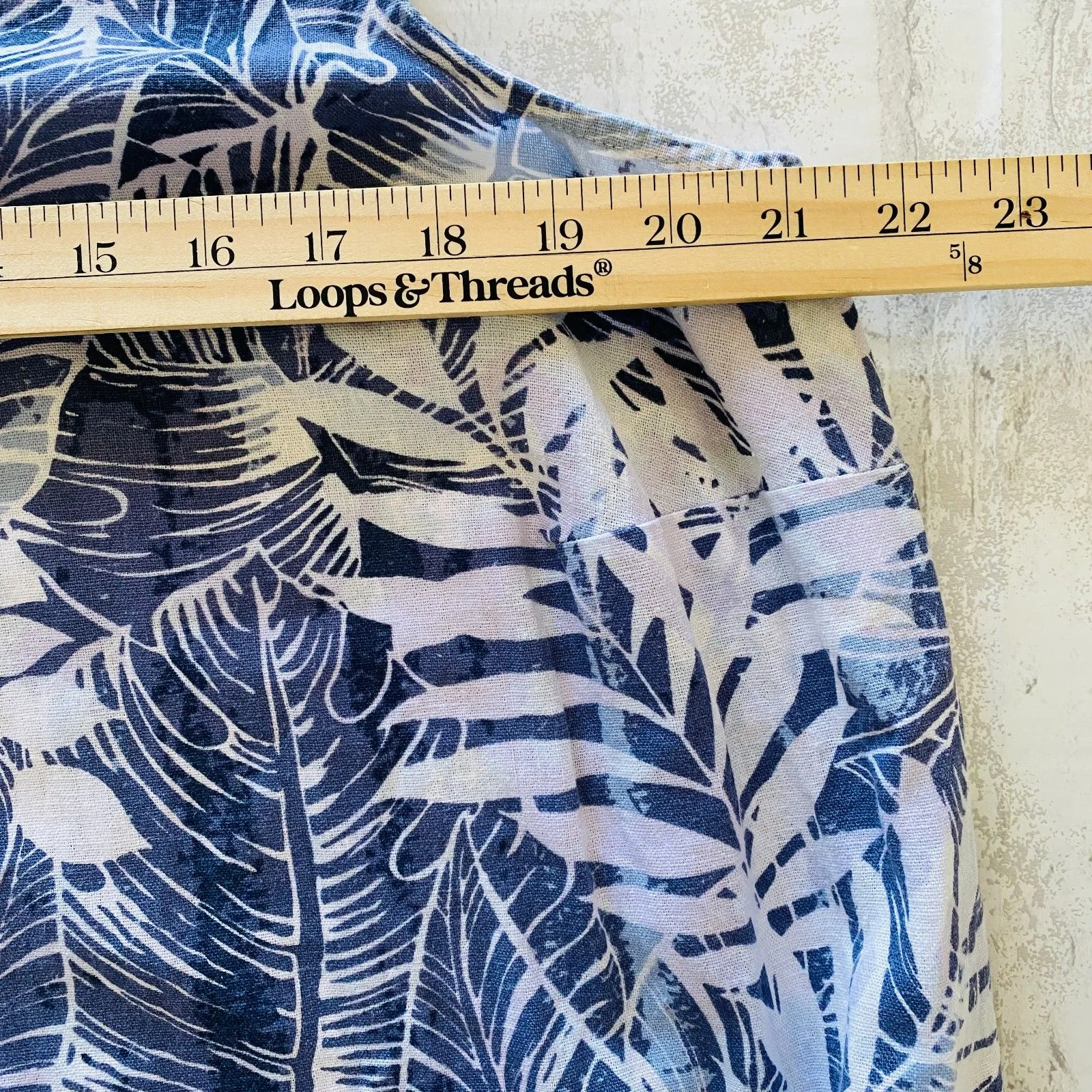 Woman Within Blue Tropical Leaf Print Sleeveless Linen Blend High Low Dress 18W - Image 8