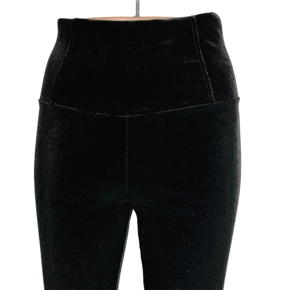 Design Lab Black Velvet Velour High Waist Stretch Ankle Cropped Pants Leggings S - Image 4