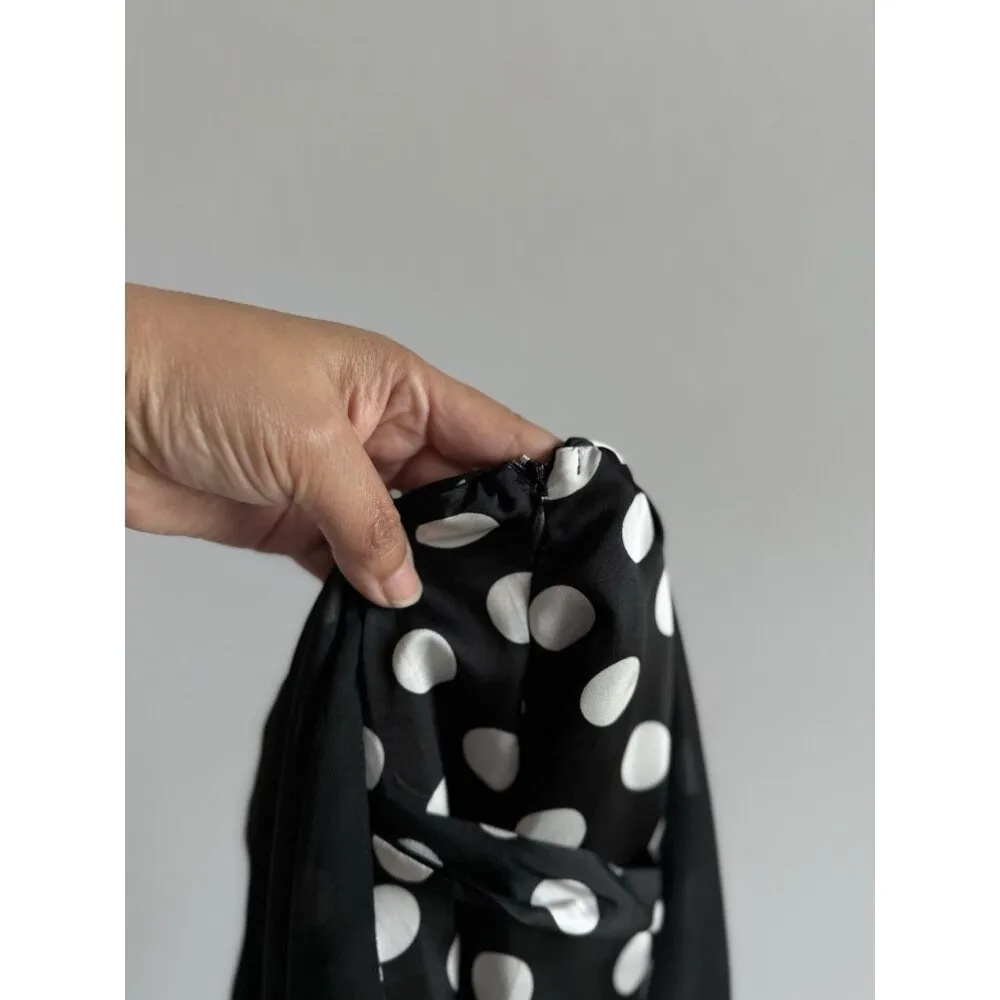 Lulus  Women’s Polka Dots‎ Satin Ruffled Romper Elegant Glam Cocktail Size Small - Image 16