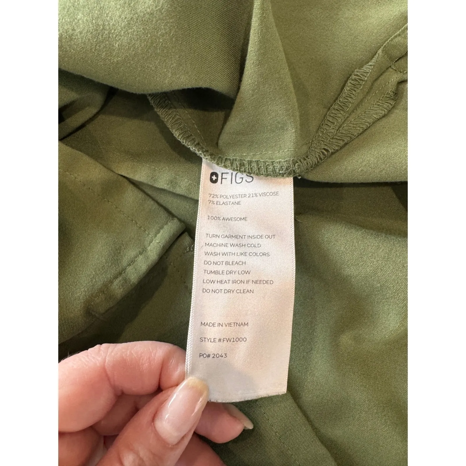 FIGS Catarina Scrub Top V Neck Short Sleeve‎ Olive Green XS Medical Uniform - Image 5