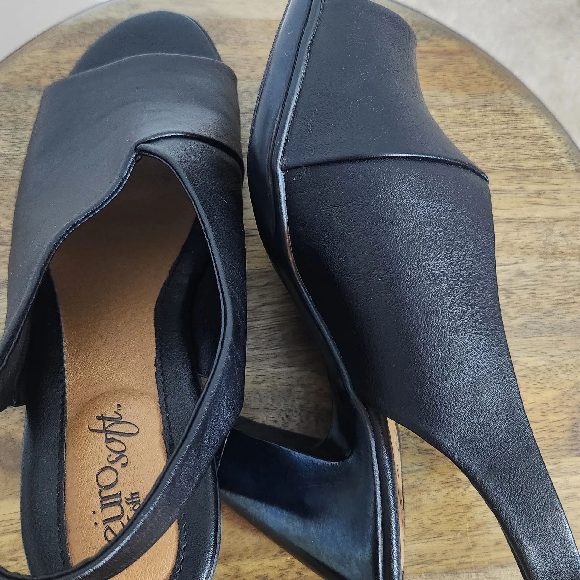 Sofft Black Open Toe Slingback Heels Size 7 Wide Vannie Euro Soft Black Heels - Image 6