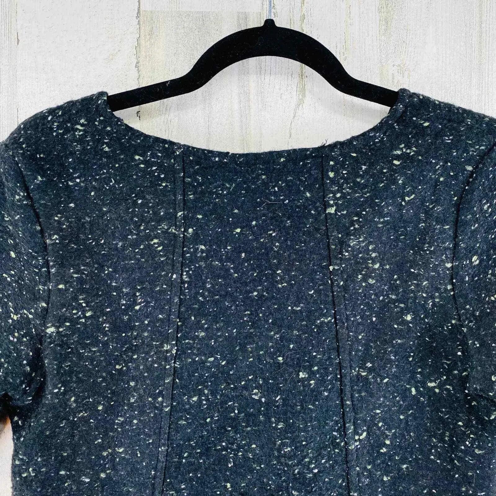 ZARA Collection Sweater Dress Womens Large Black Speckled‎ Wool Blend V-Neck - Image 6