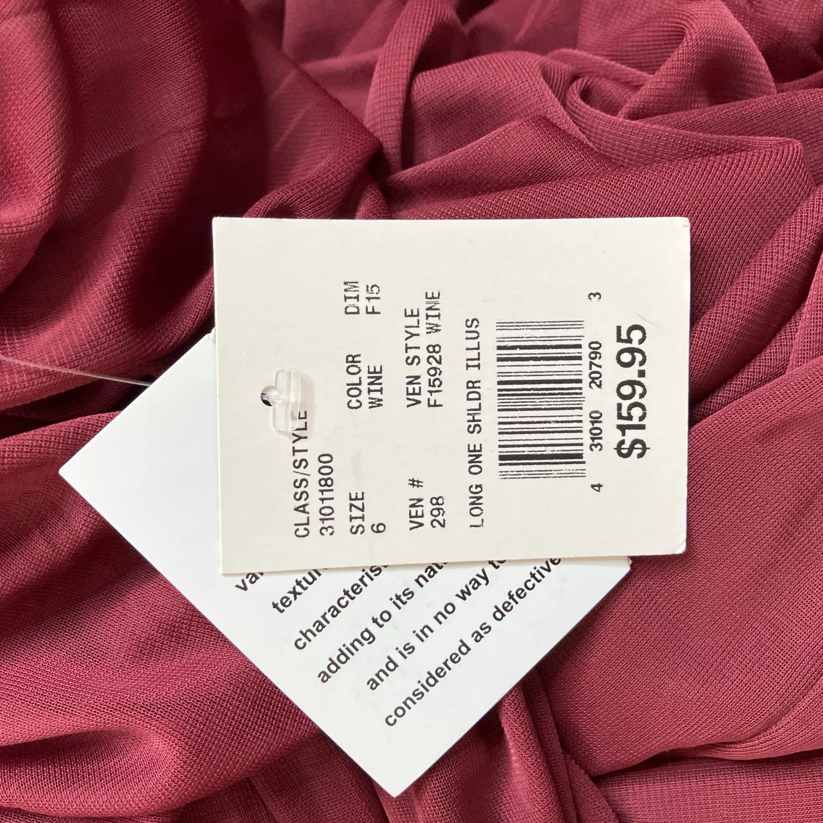 David's Bridal | Wine One Shoulder Illusion Dress Bridesmaid Evening Women 6 NWT - Image 5