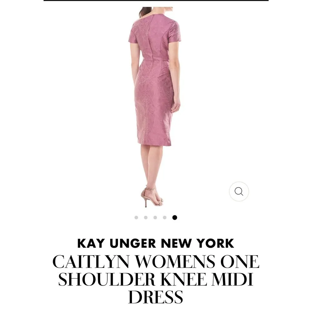 Kay Unger Caitlyn One Shoulder Rose Midi Jacquard Dress, Size 2 NEW - Image 4