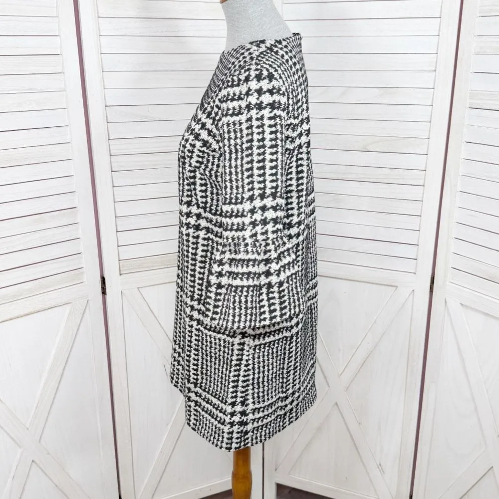 Zara Houndstooth Check Bell Cuff Shift Mini Dress Black‎ Cream Medium - Image 3