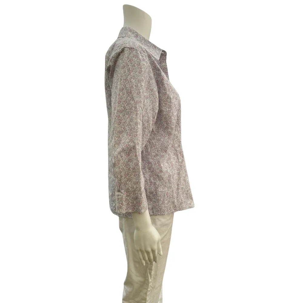 Vintage LL Bean Light Purple Floral Button Up Medium - Image 4