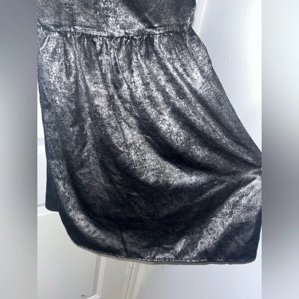 OnTwelfth Black Metallic Babydoll Midi Lined Dress Whimsigoth Icon Shimmer Sz M Size M - Image 6
