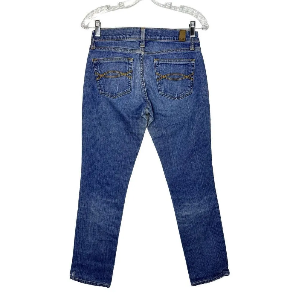 Abercrombie & Fitch Vintage Low Rise Straight Leg Jeans 0S Short Medium Wash 27W - Image 2