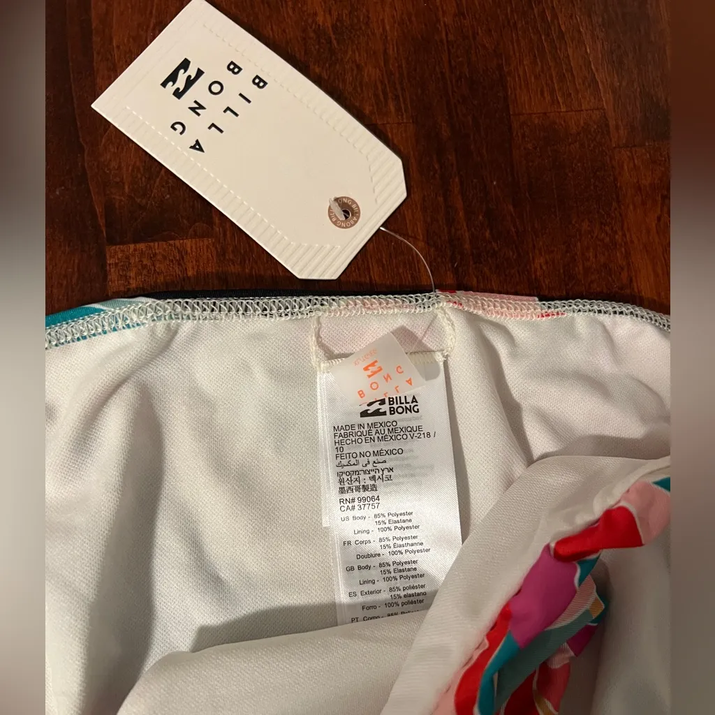 Billabong Wild Sun Low Rider Bikini Bottom Floral Tropical Hawaiian pink green - Image 3