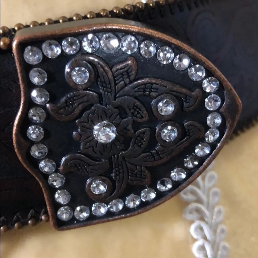 🦋Cowgirl belt with bling! Faux leather!! Br… Brown Size 16P - Image 7