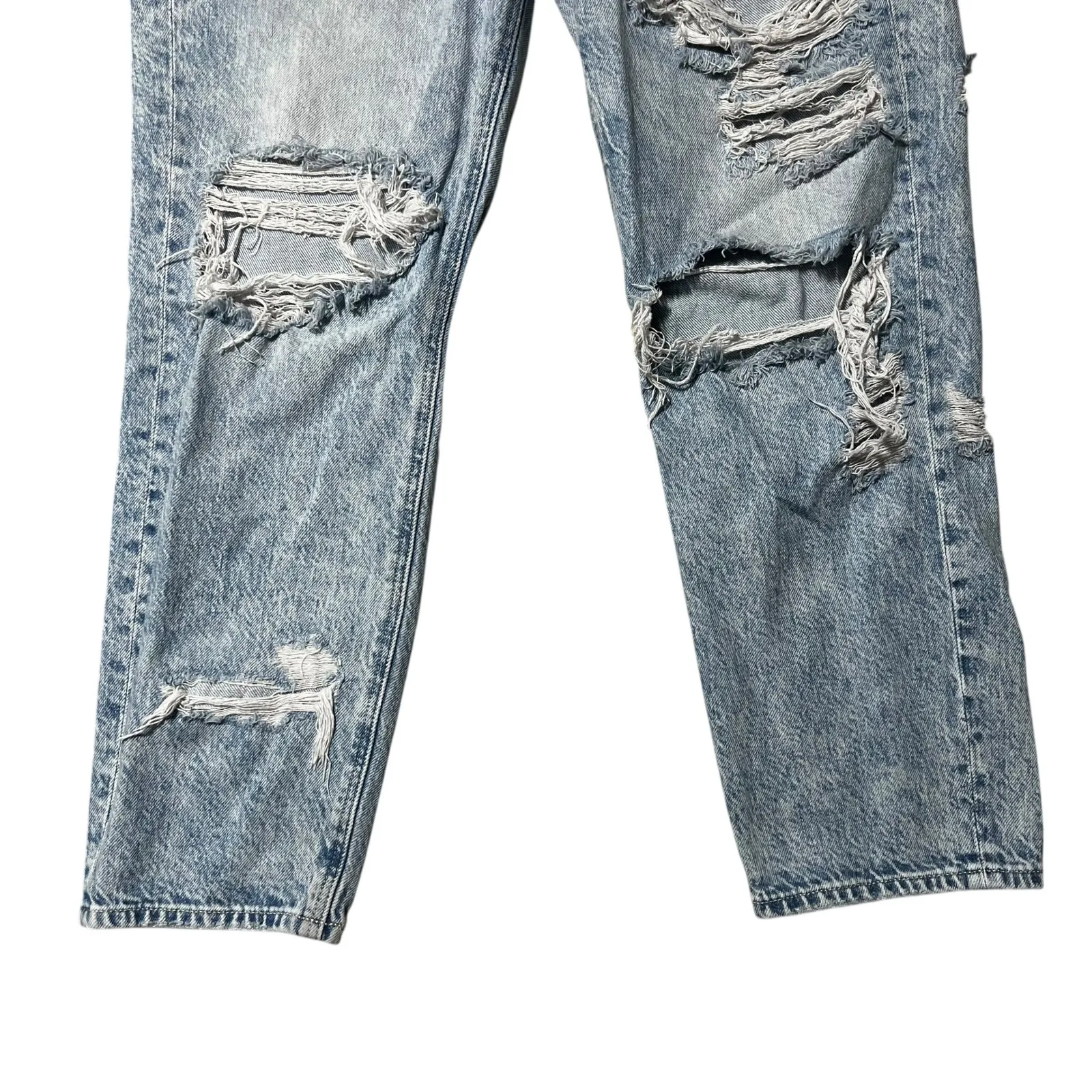 American Eagle Outfitters Womens Mom Jeans Light Wash Distressed Ripped Size 12 - Image 4