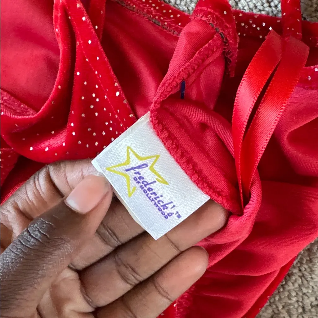 Vintage Frederick’s of Hollywood Red Velour Maxi Dress SIZE 14 - Image 4