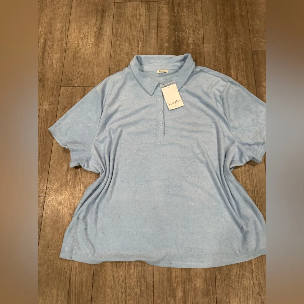 love, Fire Light Blue Button Down Shirt Size 4X - Image 2