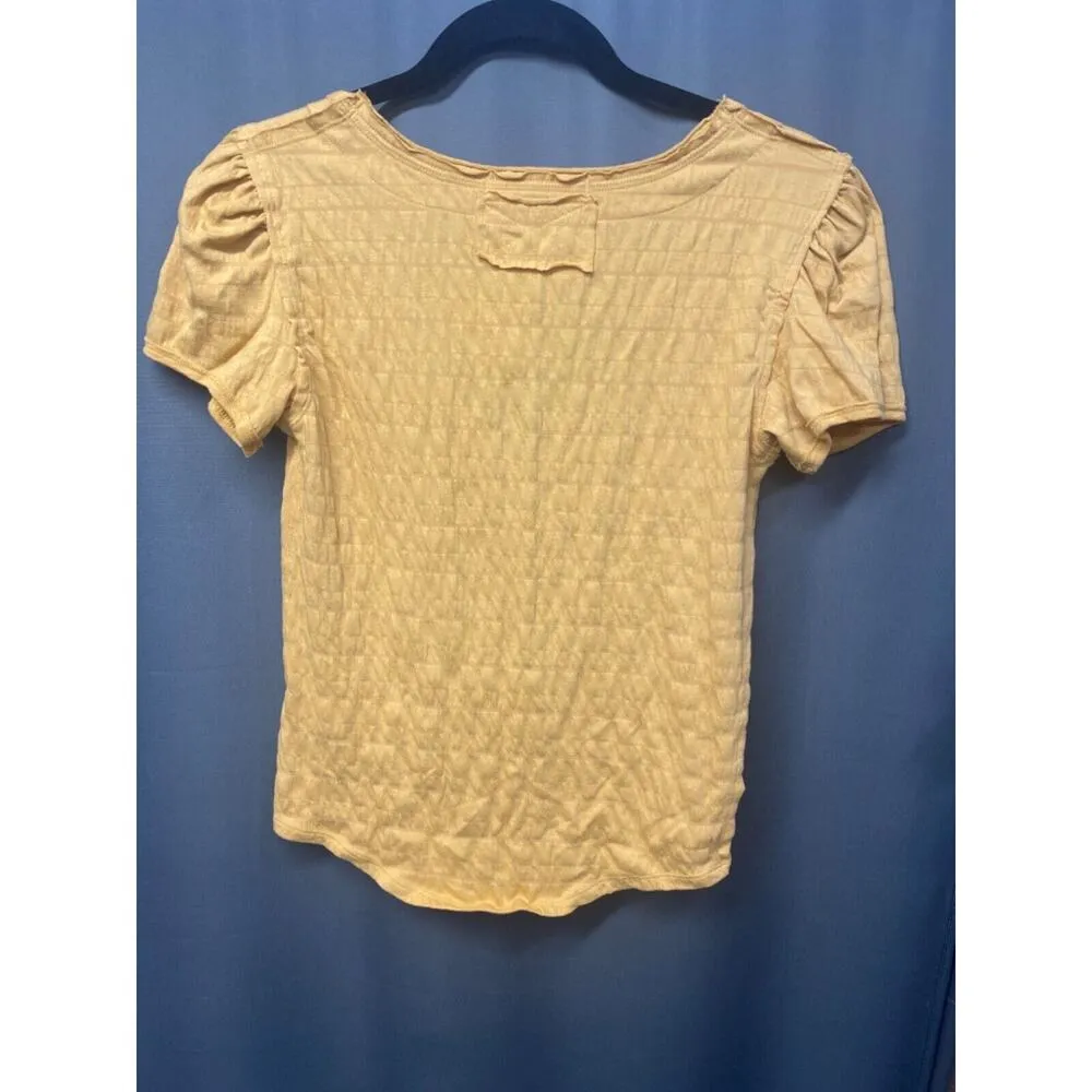 Free People Women's Small Robin Yellow Cube Layer Top Bloluse $58 NWT (b31) - Image 4