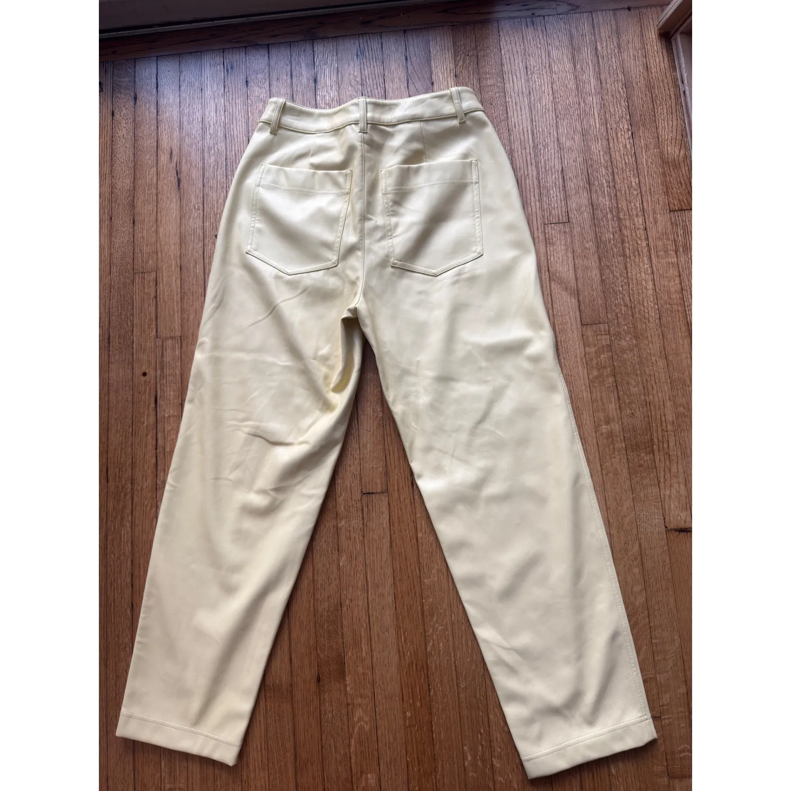 A New Day Cream Faux Leather Straight Leg Pants Women Size 8 - Image 8