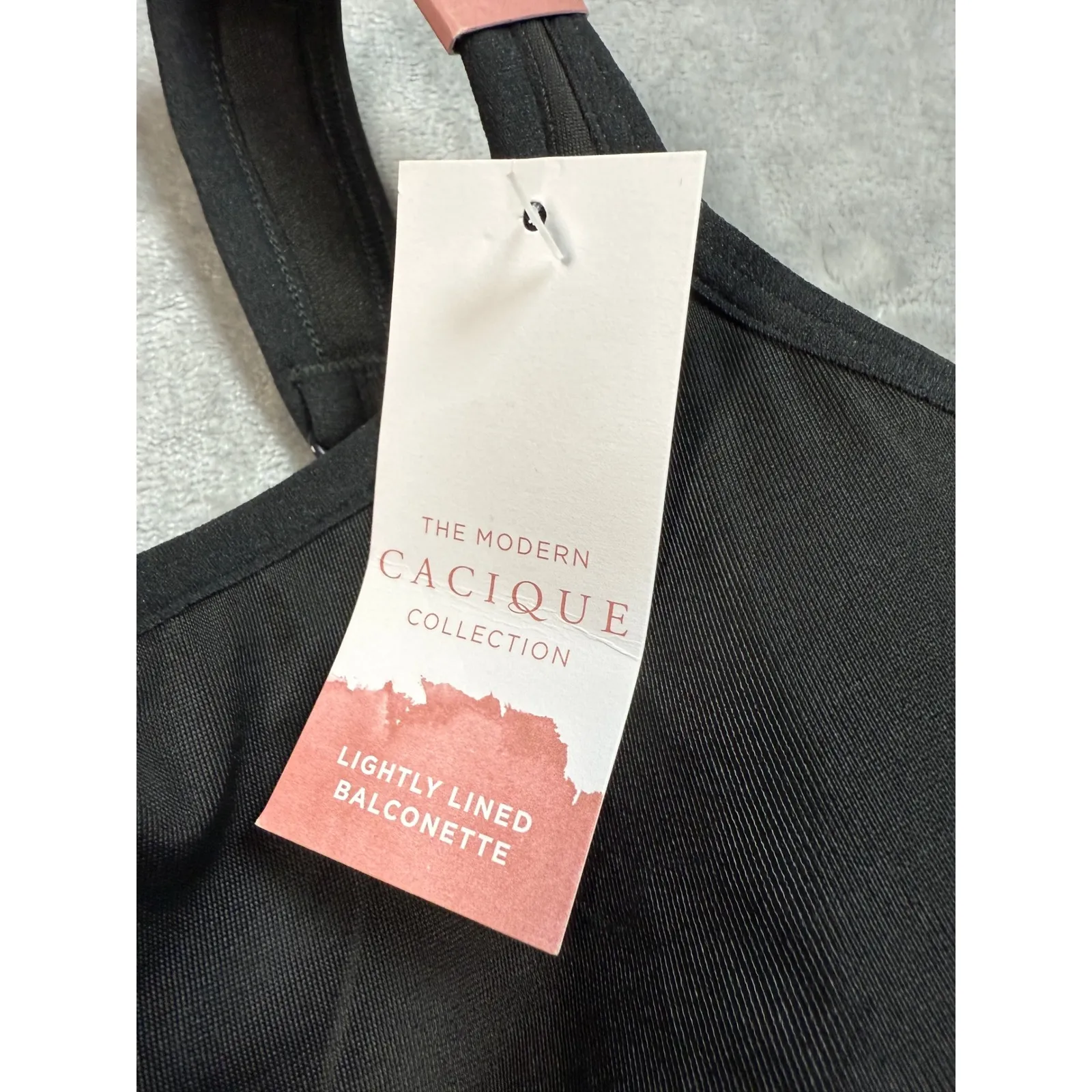 Cacique‎ Lightly Lined Balconette Bra Black Full Coverage Size 42J - Image 7