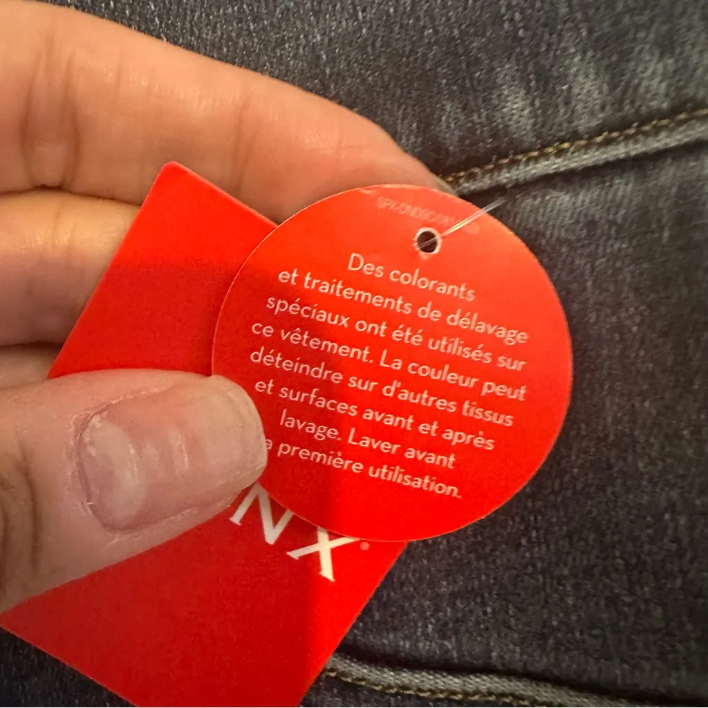 SPANX pants distressed Dark wash Blue Raw Hem Skinny JEGGINGS size small 🆕 $128 - Image 10