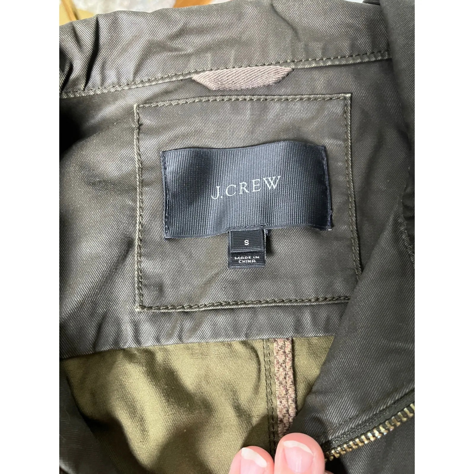 JCrew Waxed Field Jacket Olive Brown Preppy Heritage Utility Coat Outdoor Small‎ Green - Image 5