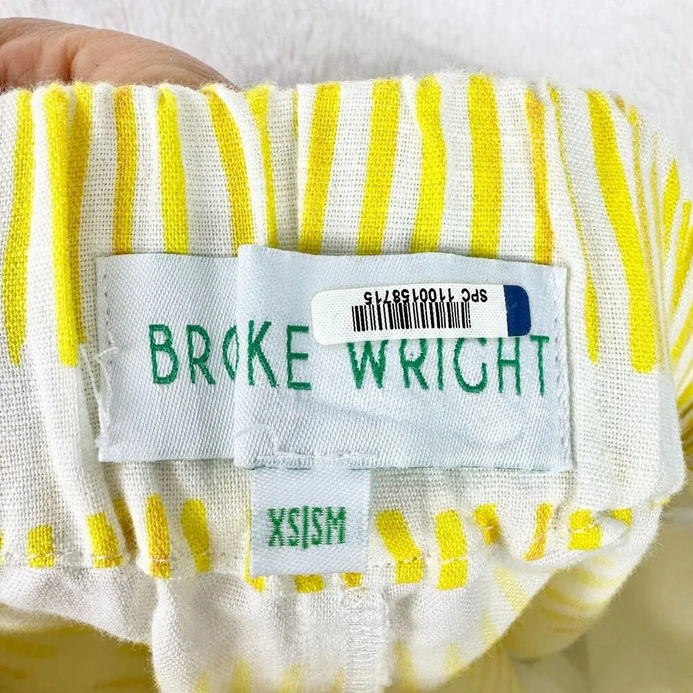 Brooke Wright Designs Cotton Shorts Size XS/Small Yellow White Stripe - Image 5