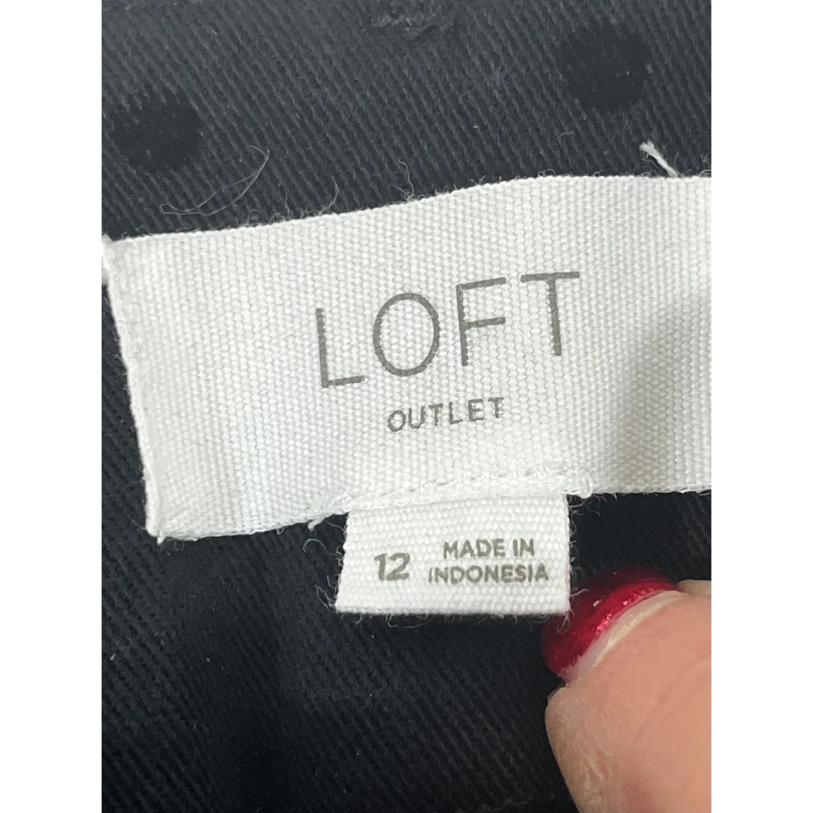 LOFT Sutton Women Skinny Ankle Pants Black Velvet Polka Dot Preppy Size 12 - Image 4