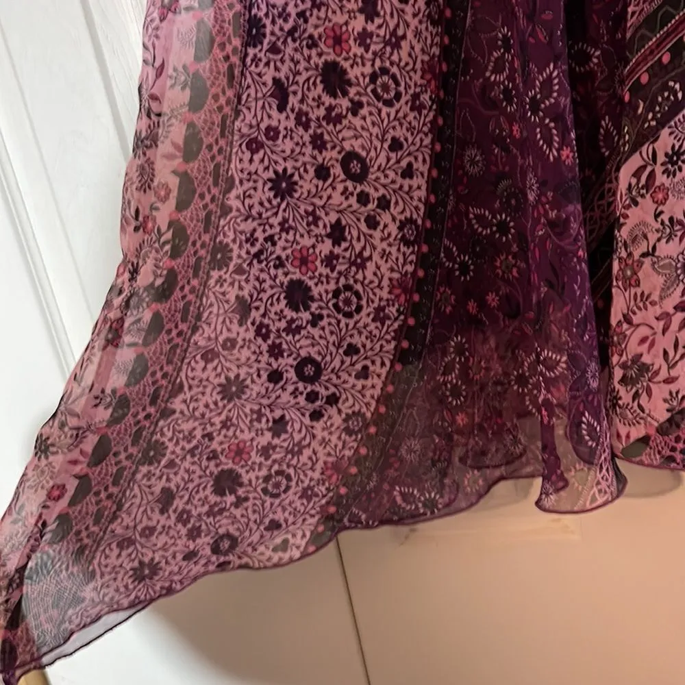 Luna Chix Purple Pattern Block Floral Asymmetrical Hemline Skirt Large Jrs L Size undefined - Image 6