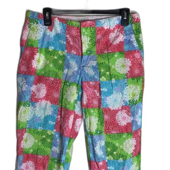 Lilly Pulitzer capris colorful patchwork floral pants  size 4 - Image 2