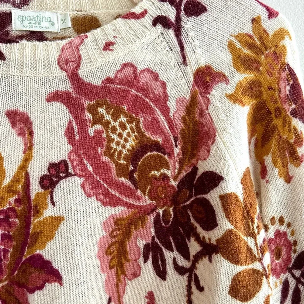 Spartina 449 Fall Floral Crewneck Sweater, Size Medium - Image 14