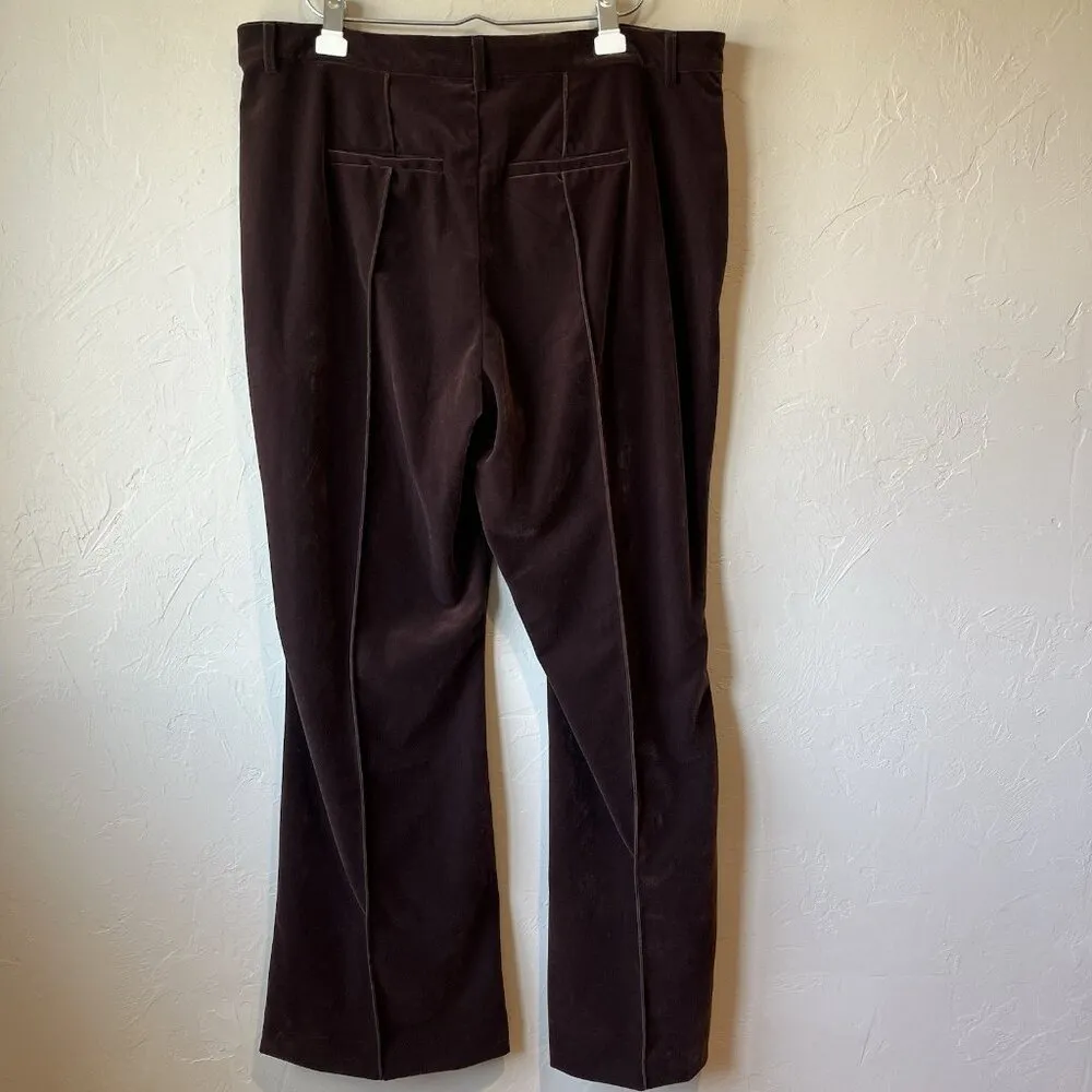 Chocolate Brown Velvet Pants 18W Trouser Career‎ Classic 90s christian siriano - Image 3