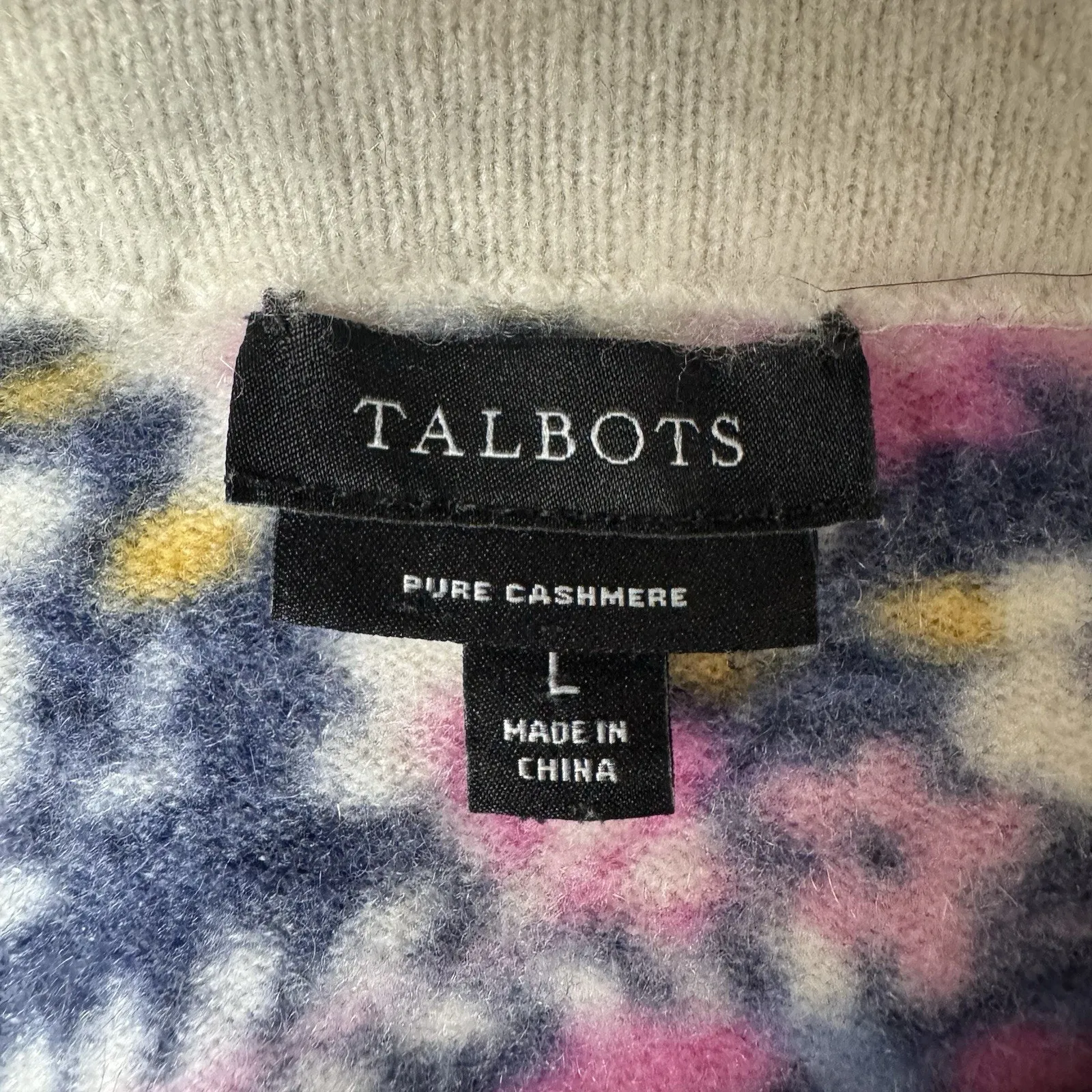 Talbots Cashmere Floral Sweater Size Large (Runs Small) - Image 5