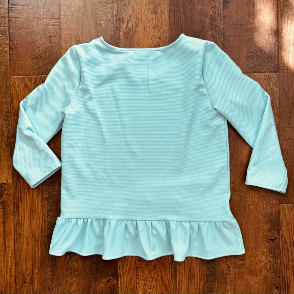 turquoise top with ruffle hem, size M - Image 5