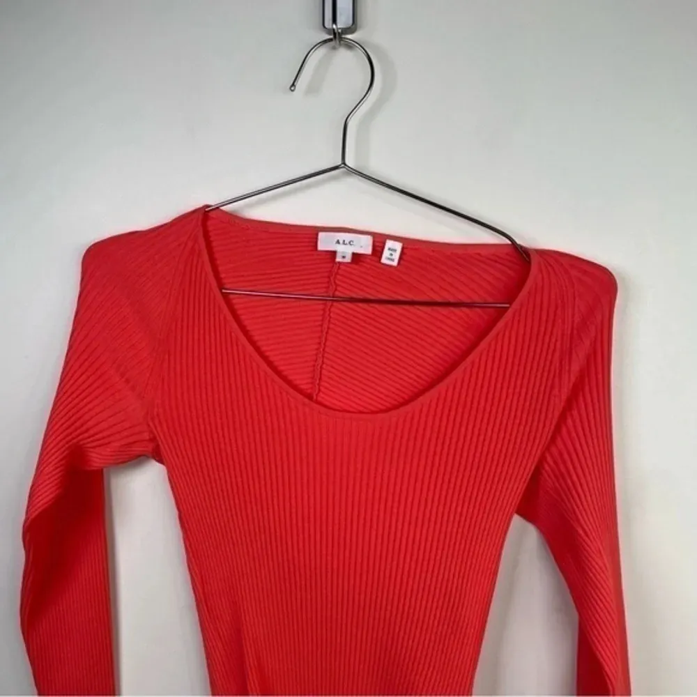 A.L.C. Coral Ribbed Long Sleeve Cropped Top‎ - Image 3