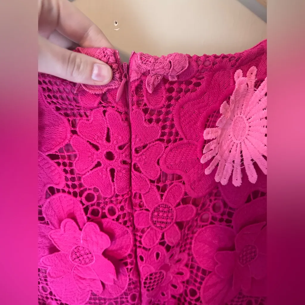 NWT Nina Leonard Sleeveless 3D Floral Lace Midi Dress Dragon Fruit Multi Size XL - Image 7