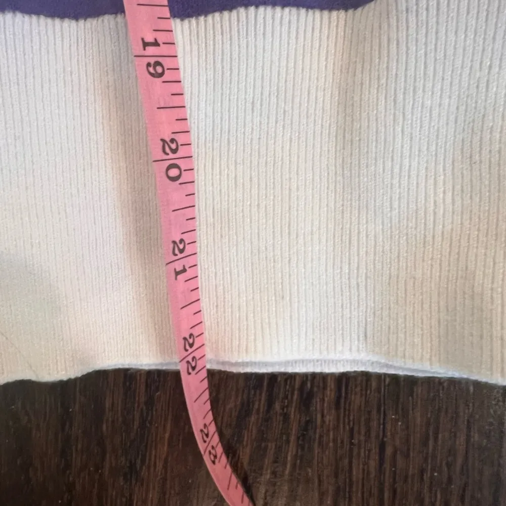 Striped Purple and White Women's Crew Neck Sweater Size M - Image 5