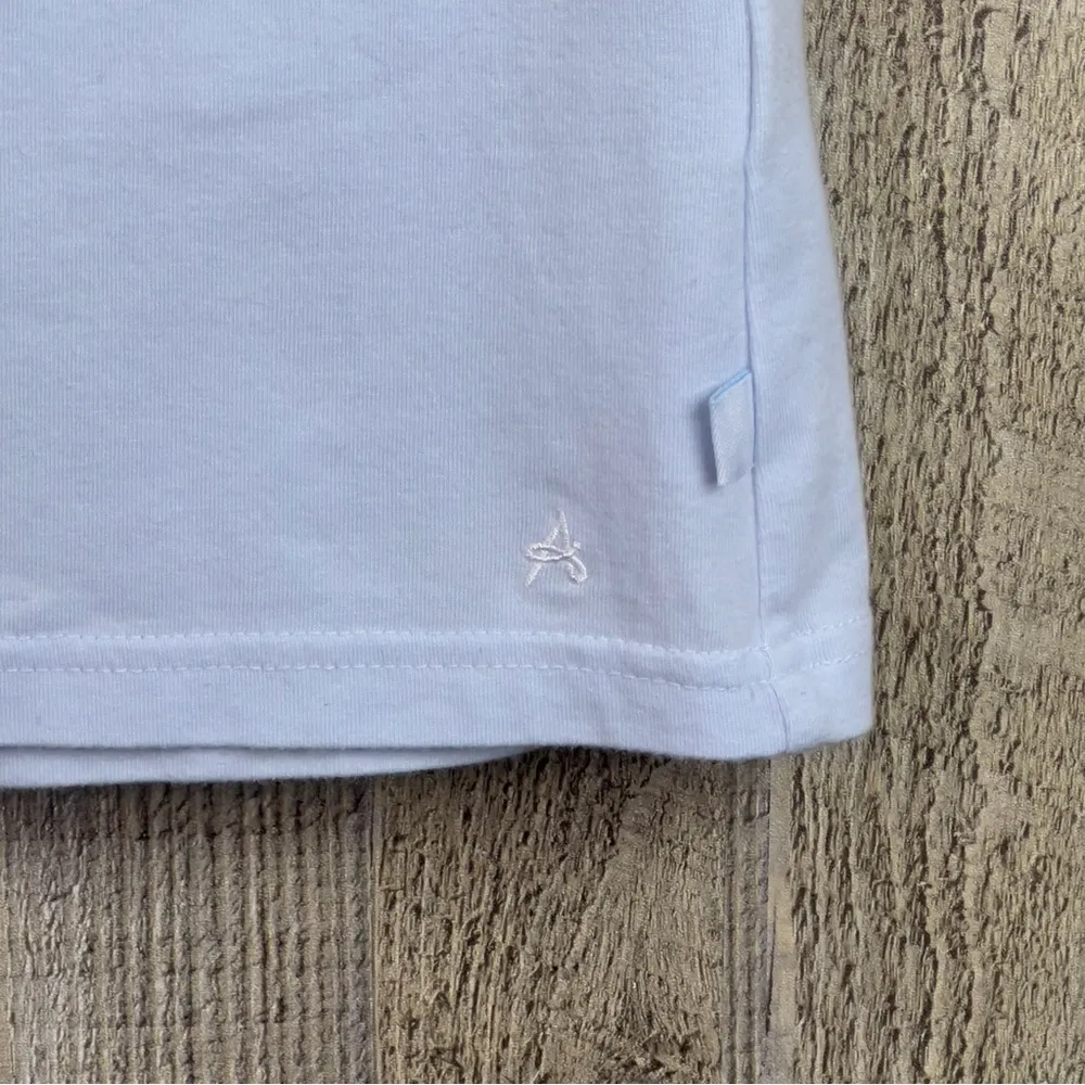 Aura Vintage Small Baby Blue & White Tank Top with Shoulder Ties - Image 3