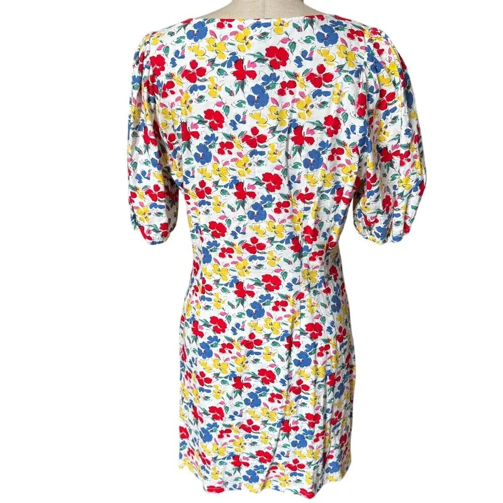 NWT Rixo x Target Floral Linen Blend Puff Sleeve Minidress Size 14 - Image 3