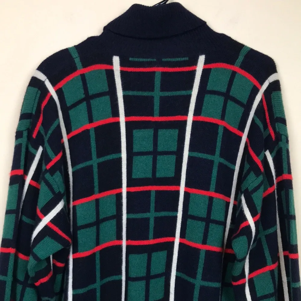 VTG Neiman Marcus Women’s Cashmere Plaid Windowpane Turtleneck Sweater Tunic - Image 5