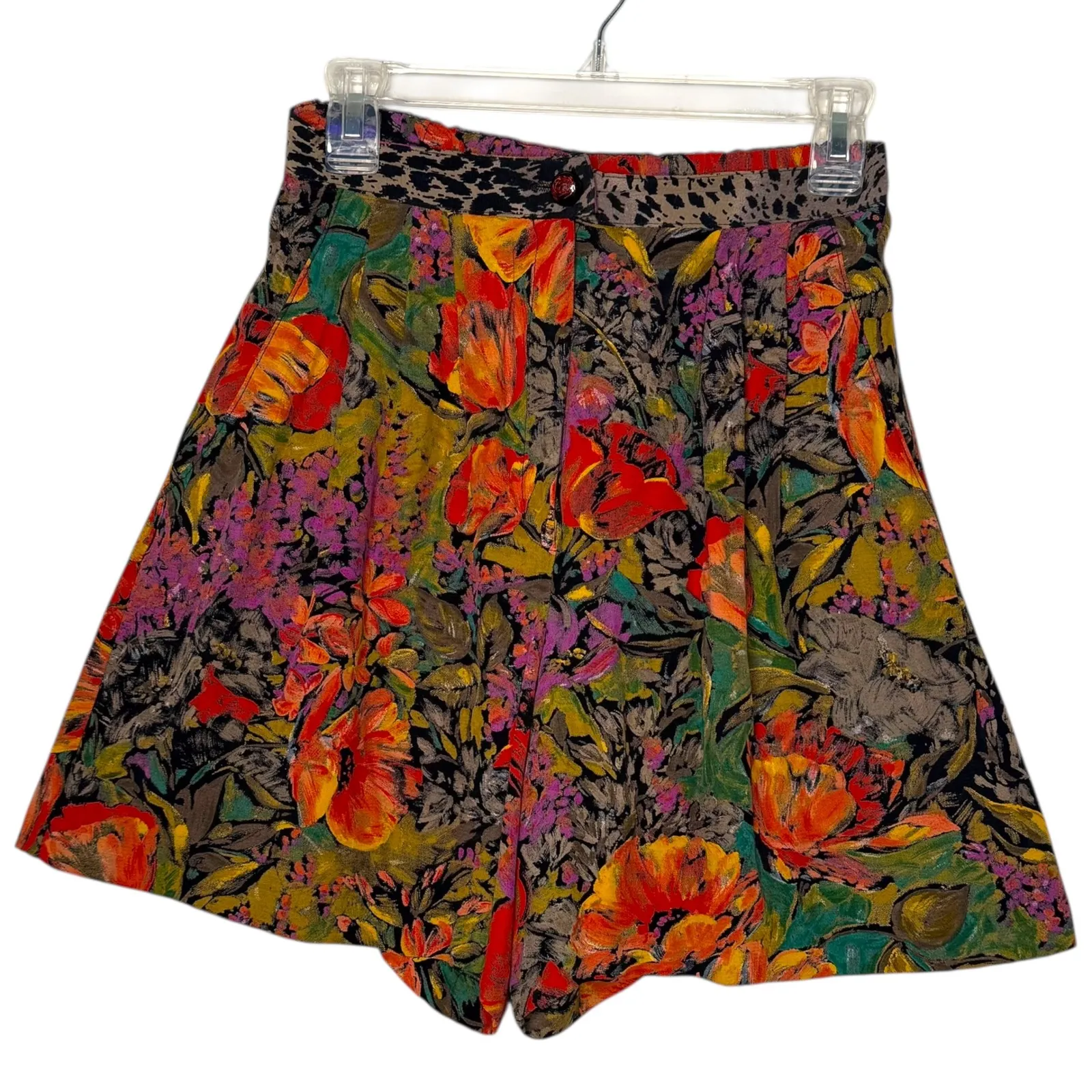 Vintage 80s 90s Dorothy Schoelen High Waisted‎ Culotte Shorts Size 4 Artsy Retro Red - Image 2