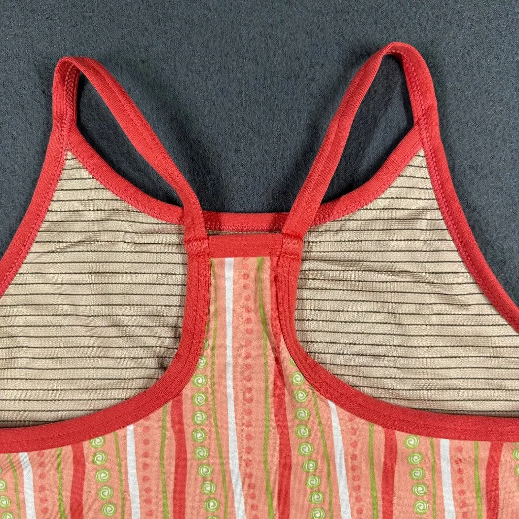 Insport Halter Tank‎ Top Womens Medium F518 Coral Striped Print Halter Pullover Orange - Image 9