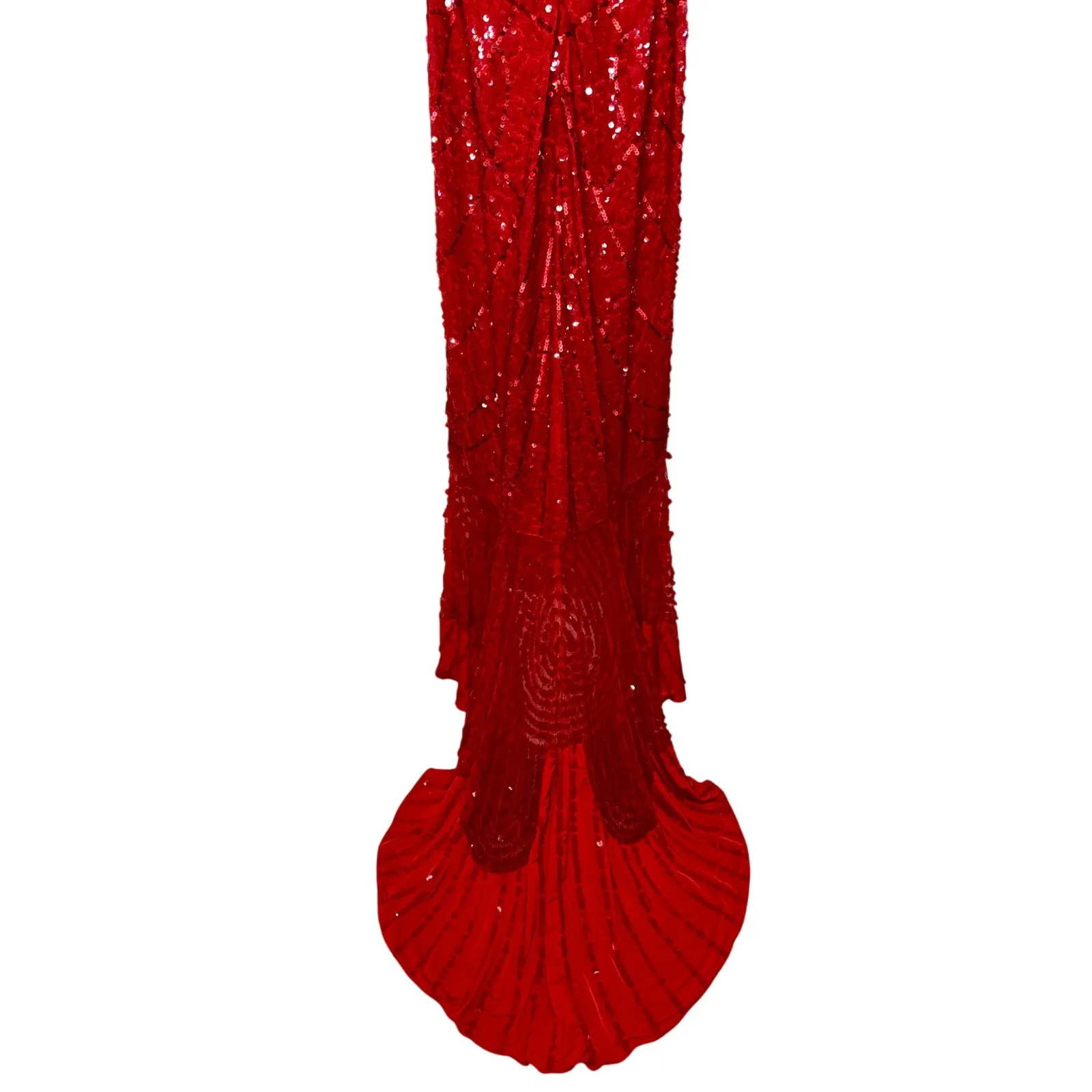 NWT Mandalay Red Sequin High Low Maxi Mermaid Gown Evening Formal Dress Womens 8 - Image 7