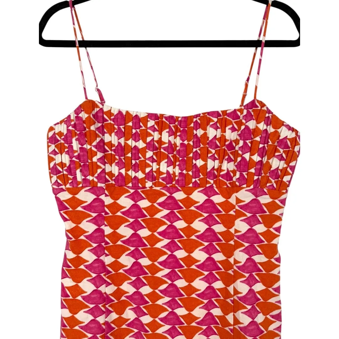 Anthropologie Maeve Ophelia Sleeveless Linen Mini Dress Pink‎ Geometric Size 8P - Image 6