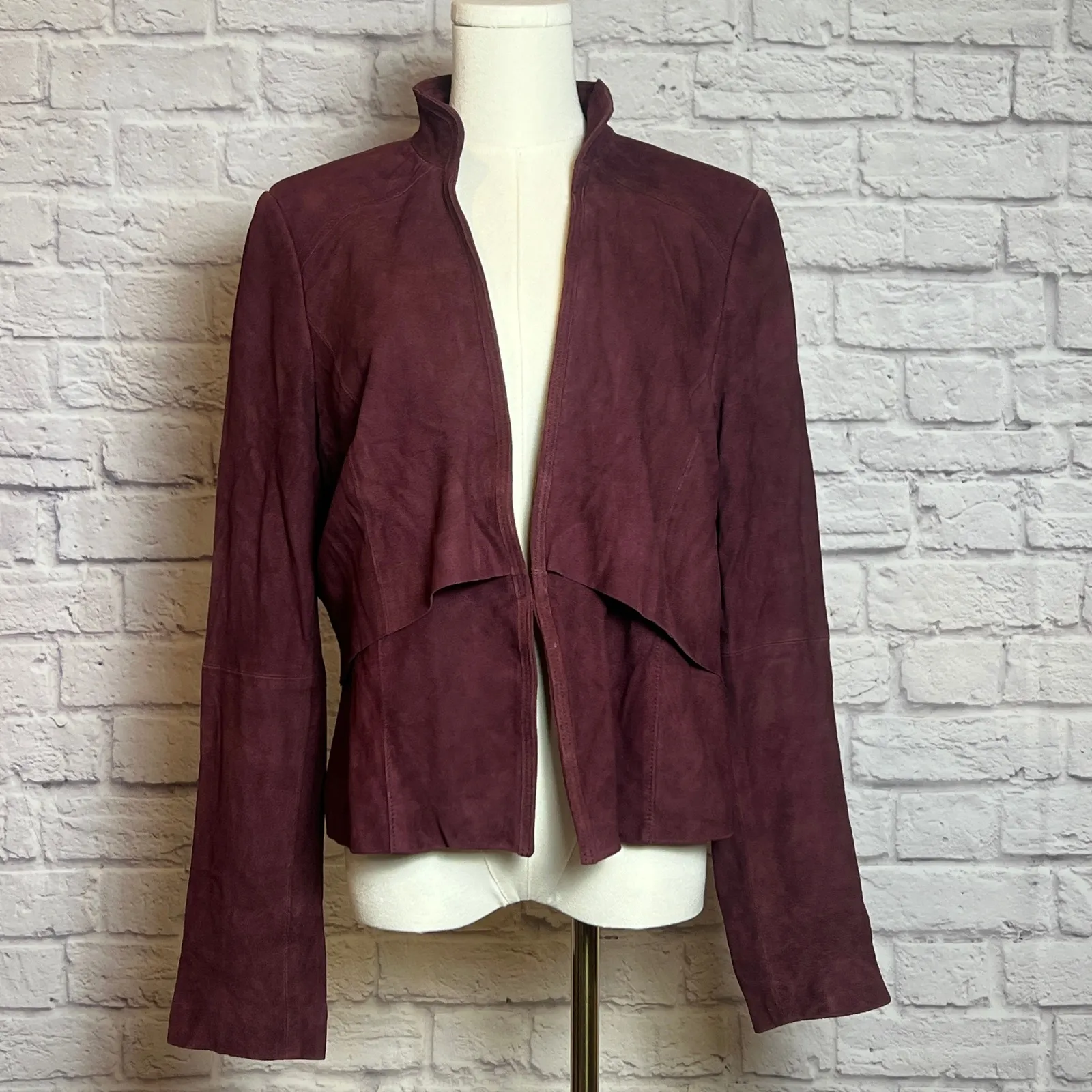 White House Black Market Genuine Suede Leather Jacket Women's L - Image 2